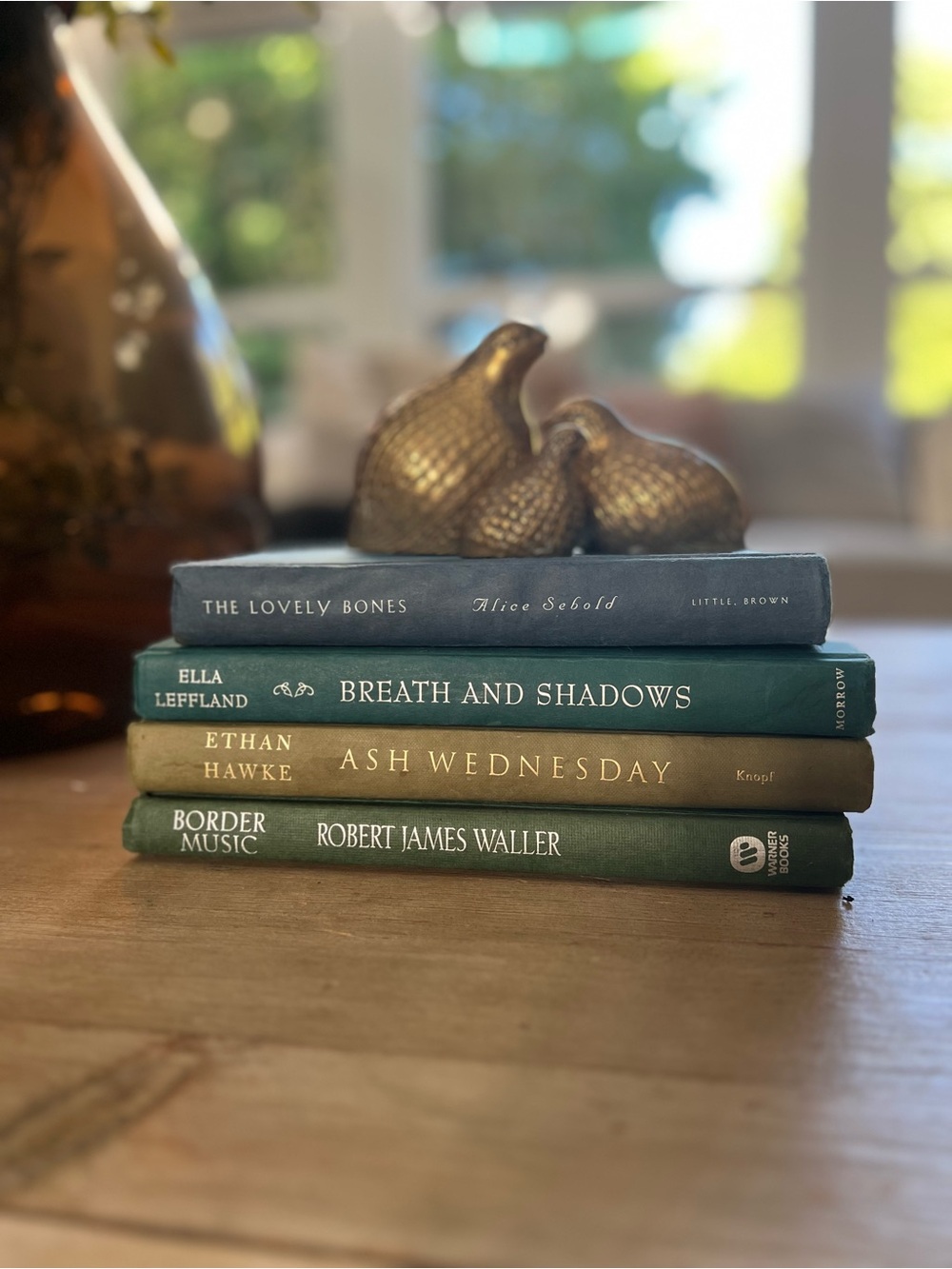 Blue Green Earthy Book Stack, Set of 4 Hardcover Decorative Staging Books